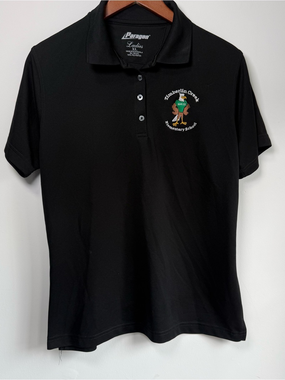 PARAGON Black Ladies' Embroidered Polo with Green & Brown Logo
